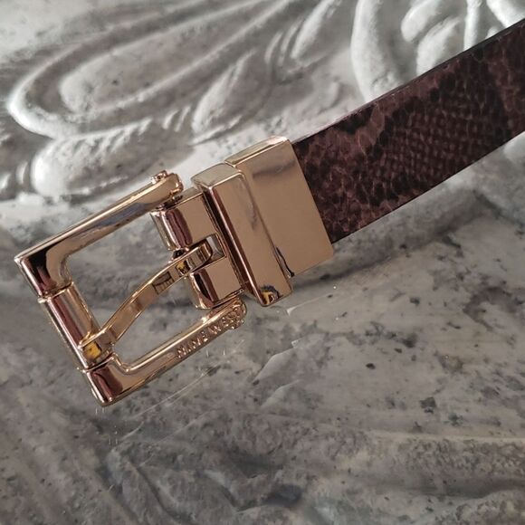 NINE West Snake Print Gold Buckle Belt -> 9W Snake Print Gld Buckle Belt - Picture 3 of 6